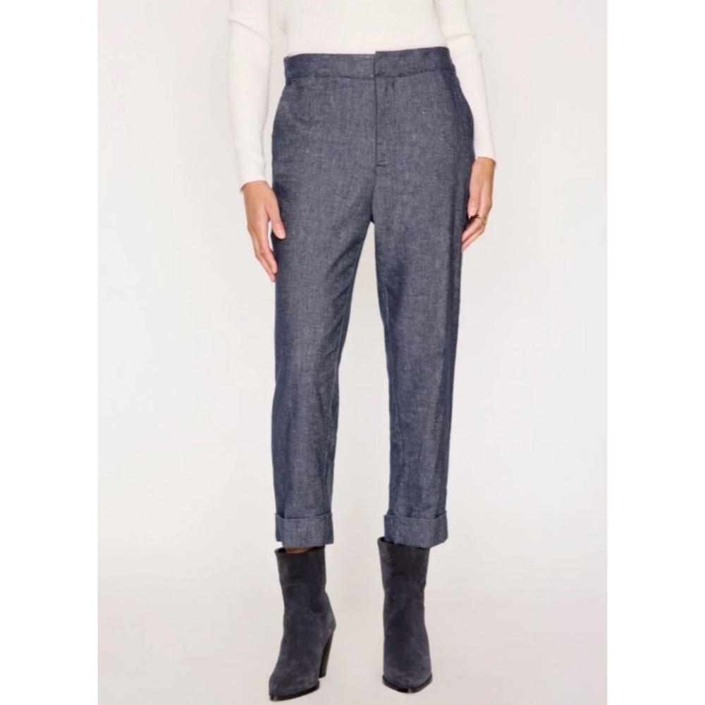 Brochu Walker Westport Indigo Pant Italian Denim Linen Blend Cuffed Blue M